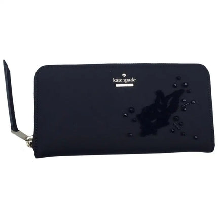 NEW Kate Spade Black Dawn Place Embellished Neda Nylon Long Wallet Clutch Bag