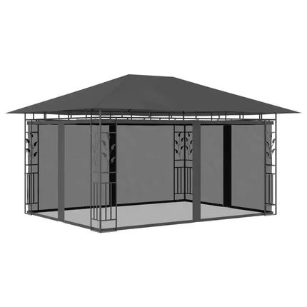 Gazebo with Mosquito Net 13.1'x9.8'x9' Anthracite 180 g/m2