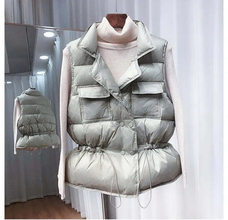 2021 New Ultra Light Down Vest Women Short Vest Windproof Lightweight Warm Waistcoat Female White Duck Down Down Coat Sleeveless