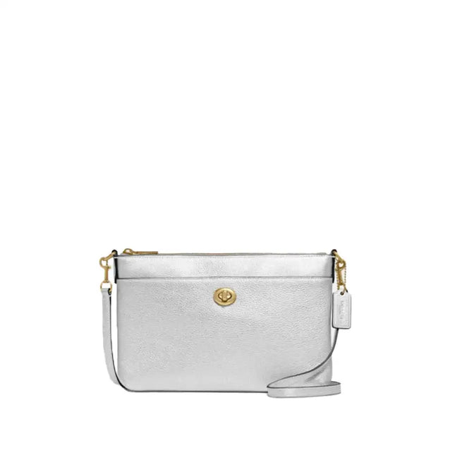 NEW Coach Silver Polly Metallic Leather Crossbody Bag