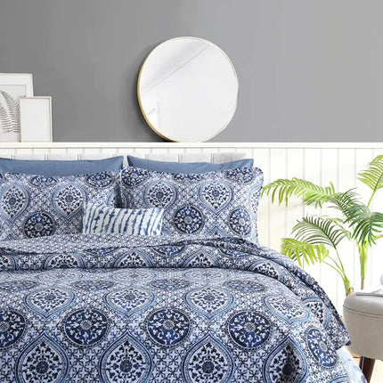 Juego de edredón de algodón de 3 piezas, colcha reversible, juego de colcha ligera para cama tamaño Queen/completo durante todas las estaciones