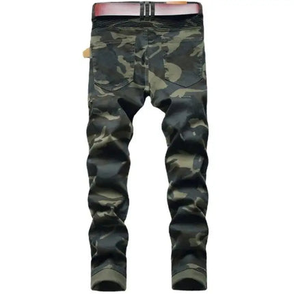 Men Jeans Ripped Destroyed Slim Fit Denim Jeans