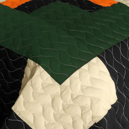 [Jungle Exploration] 3PC Vermicelli-Quilted Patchwork Quilt Set (Full/Queen Size)