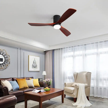 Ceiling Fan with Lights; Remote Control; 52" Matte Black Indoor Outdoor Wood Ceiling Fan with 3 Fan Blades; Noiseless Reversible DC Motor for Patio Living Room; Bedroom; Office; Matte Black