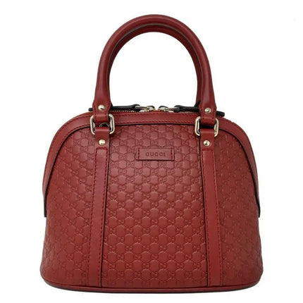 NEW Gucci Red Mini Convertible Micro GG Guccissima Dome Leather Satchel Shoulder Bag