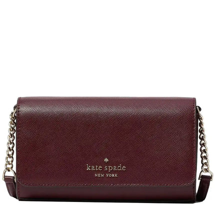 NEW Kate Spade Brown Cherrywood Staci Small Flap Crossgrain Leather Crossbody Bag