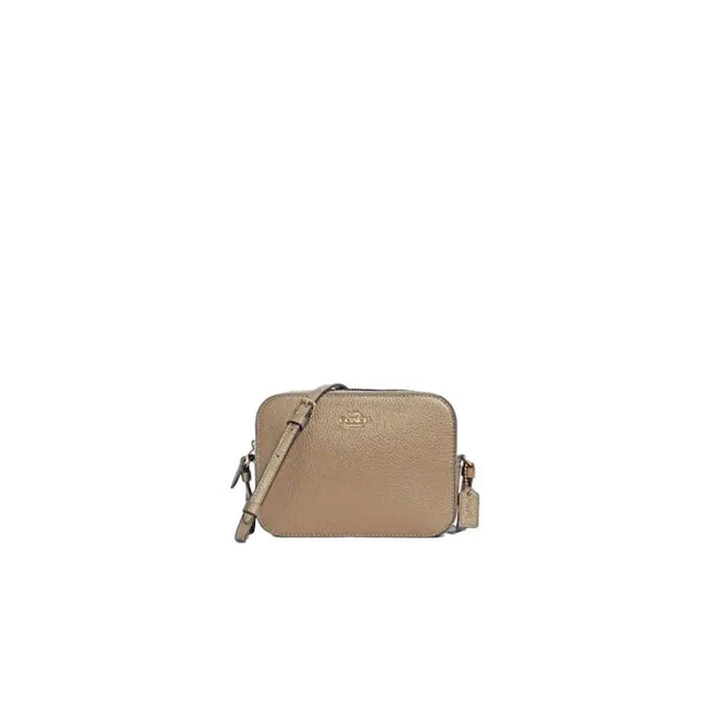 NEW Coach Beige Metallic Leather Mini Camera Crossbody Bag