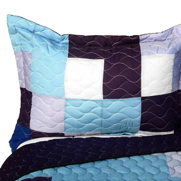 [Purple Whirlies] 3PC Vermicelli - Quilted Patchwork Quilt Set (Full/Queen Size)