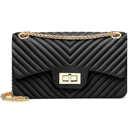 Women Fashion Shoulder Bag Jelly Clutch Handbag Quilted Crossbody Bag with Chain