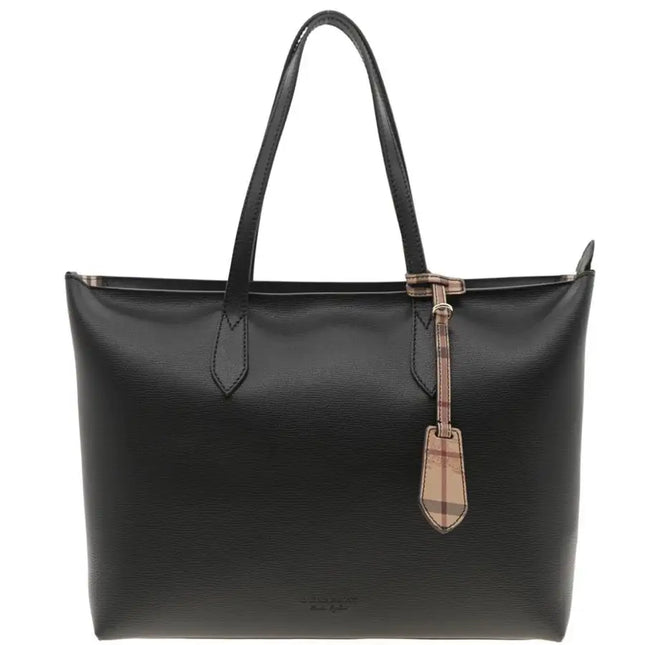 NEW Burberry Black Ardwell Heymarket Check Leather Tote Shoulder Bag