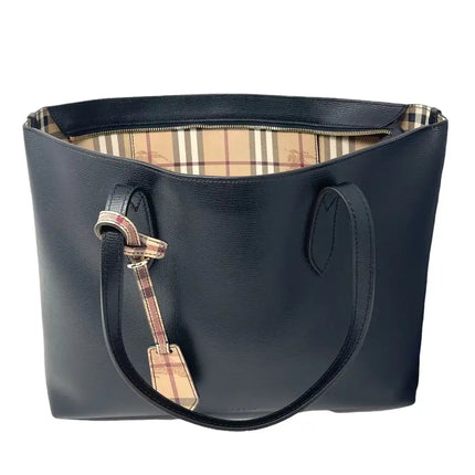 NEW Burberry Black Ardwell Heymarket Check Leather Tote Shoulder Bag