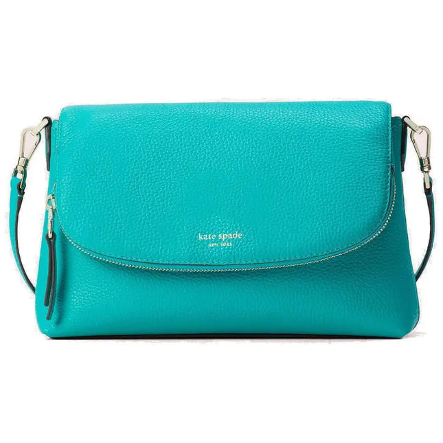 Kate Spade New York Womens Polly Large Crossbody Fiji Green Convertible Leather Bag