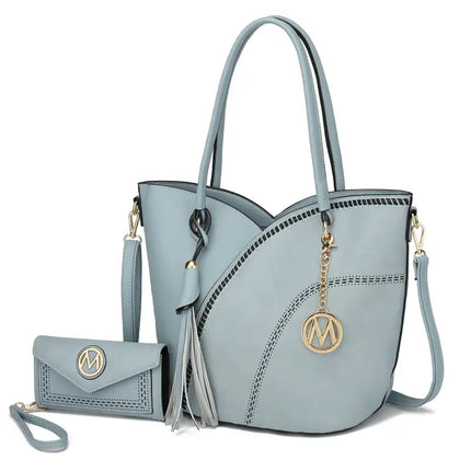 MKF Collection Imogene Two tone Whip Stitches Vegan Leather Women Shoulder bag with Wallet by Mia K