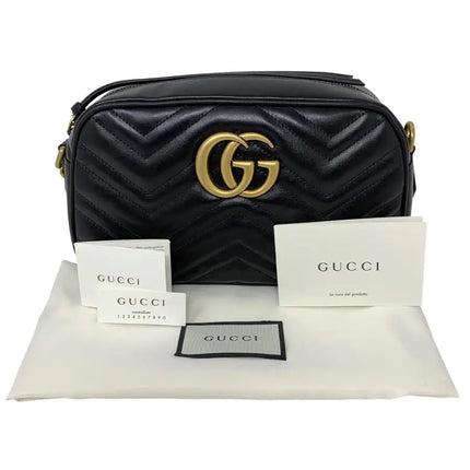 NEW Gucci Black Marmont Small Matelasse Crossbody Shoulder Bag