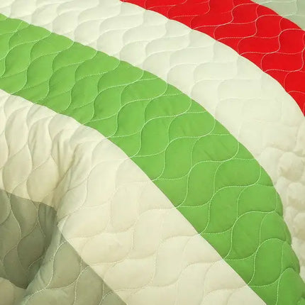 [My Backyard] Vermicelli-Quilted Patchwork Geometric Quilt Set Full/Queen