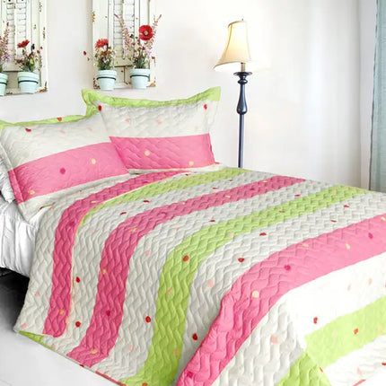 [Colorful Life] Cotton 3PC Vermicelli-Quilted Patchwork Quilt Set (Full/Queen Size)