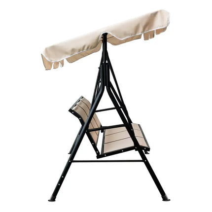 Upland 3-Seater Outdoor Adjustable Canopy Porch Swing Chair for Patio, Garden, Poolside, Balcony w/Armrests, Textilene Fabric, Steel Frame