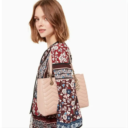 NEW Kate Spade Beige Ginger Tea Reese Park Small Courtnee Quilted Leather Tote Shoulder Bag