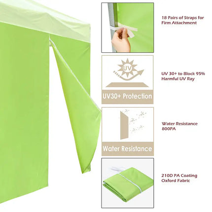 10x10ft EZ Canopy Gazebo Zipper Side Wall/Bright Green