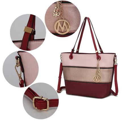 MKF Collection Vallie Color-Block Vegan Leather Women Tote Bag with Matching Wallet by Mia K