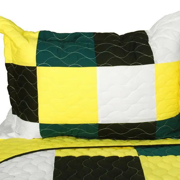 [Smashing Patchword - B] Vermicelli-Quilted Patchwork Quilt Set Full/Queen