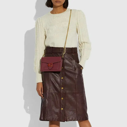 NEW Coach Red Tabby Chain Leather Clutch Crossbody Bag