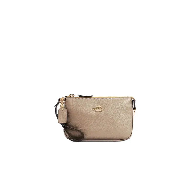 NEW Coach Beige Metallic Nolita 15 Leather Pouch Clutch Purse Bag