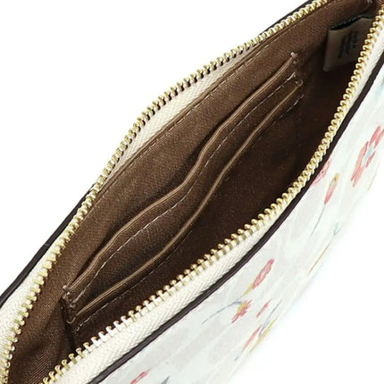 NEW Coach White Corner Zip Mystical Floral Print Monogram Signature Canvas Wristlet Clutch Bag