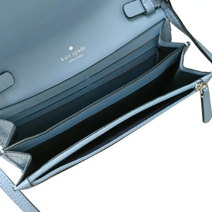 NEW Kate Spade Dusty Blue Harlow Pebbled Wallet on a String Crossbody Bag