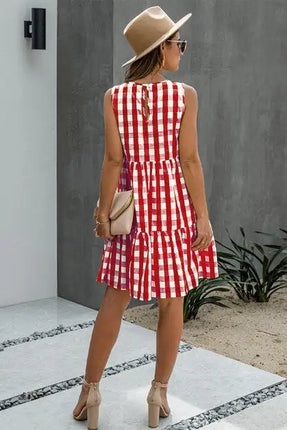Plaid Printed A-Line Midi Dress