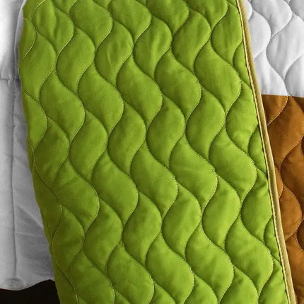 [Timeless - A] Vermicelli-Quilted Patchwork Geometric Quilt Set Full/Queen