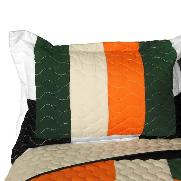 [Jungle Exploration] 3PC Vermicelli-Quilted Patchwork Quilt Set (Full/Queen Size)