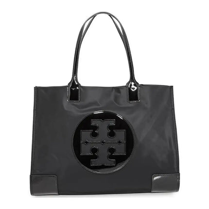 Tory Burch Ella Patent Nylon Black Women's Shoulder Tote Bag