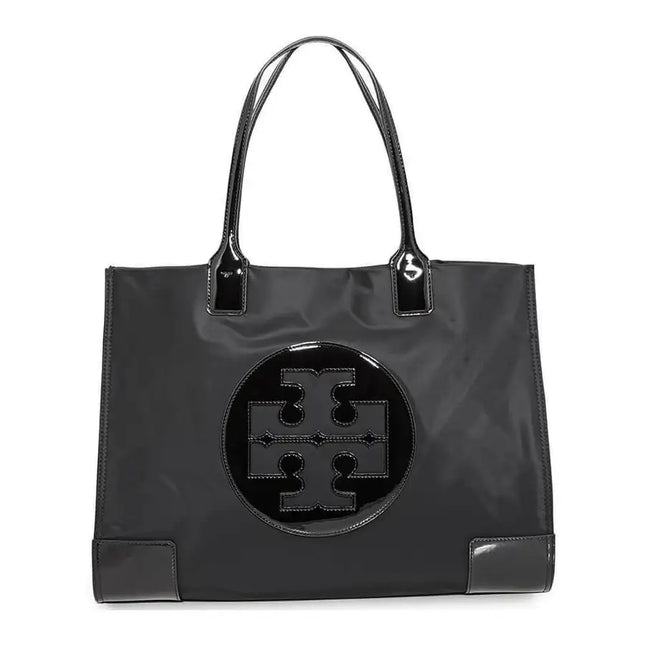 Tory Burch Ella Patent Nylon Black Women's Shoulder Tote Bag