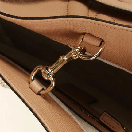 NEW Gucci Beige Pebbled Leather Medium Soho Chain Tote Shoulder Bag