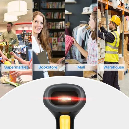 Handheld USB 2D Barcode Scanner QR PDF417 Data Matrix 1D Bar Code Scanner Wired Barcode Reader with USB Cable for Mobile Payment, Convenience Store, Supermarket, Warehouse