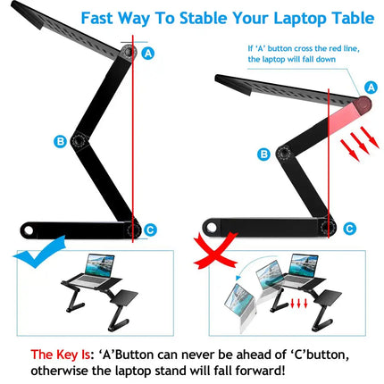 Foldable Laptop Table Bed Notebook Desk with Mouse Board Tray for Home Office Travel Use