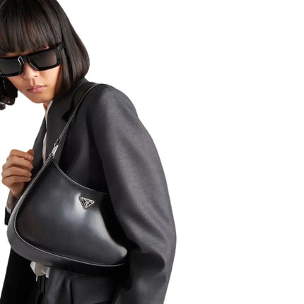 NEW Prada Black Cleo Leather Hobo Shoulder Bag