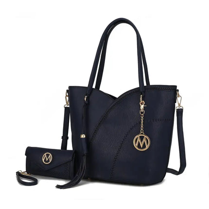 MKF Collection Imogene Two tone Whip Stitches Vegan Leather Women Shoulder bag with Wallet by Mia K