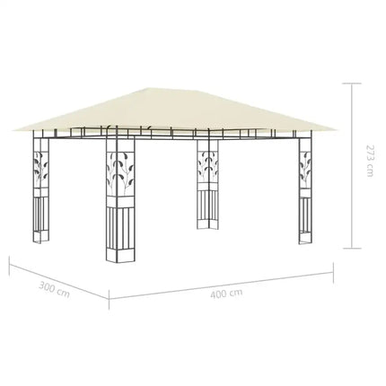 Gazebo with Mosquito Net 13.1'x9.8'x9' Cream 180 g/m2