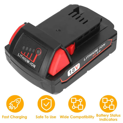 Reemplazo de batería de 18 V compatible con Milwaukee 18 V M18