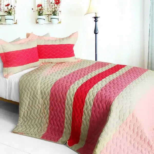 [The Only Truth] 3PC Vermicelli-Quilted Patchwork Quilt Set (Full/Queen Size)