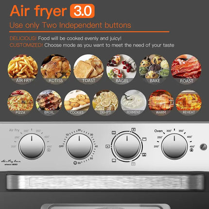 WEESTA Air Fryer Toaster Oven 24 Quart - 7-In-1 Convection Oven with Air Fry, Roast, Toast, Broil & Bake Function - Air Fry Toaster Oven for Countertop - Kitchen Appliances for Cooking Chicken, Steak