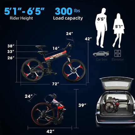 400W que dobla la bici de montaña eléctrica 26" batería de 48V 10.4Ah, 30 velocidades para los adultos