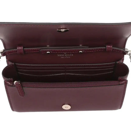 NEW Kate Spade Brown Cherrywood Staci Small Flap Crossgrain Leather Crossbody Bag