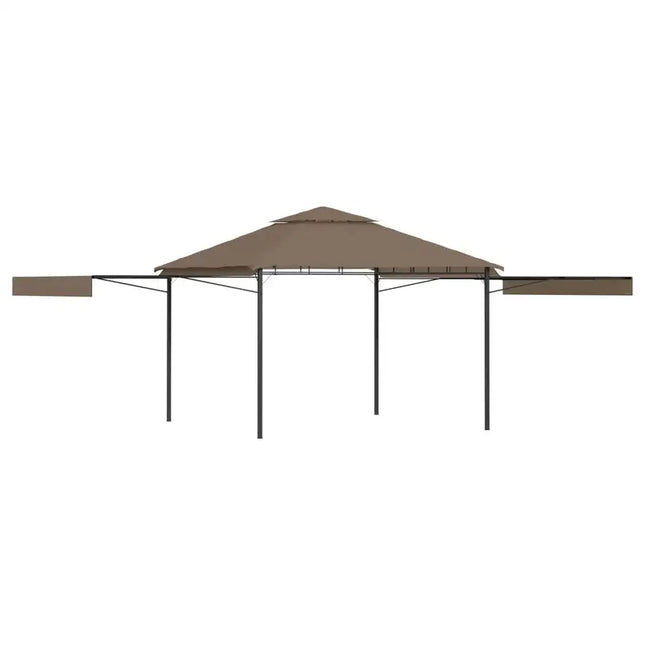 Gazebo with Double Extending Roofs 118.1"x118.1"x108.3" Taupe 180g/m2