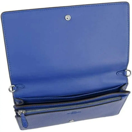 NEW Coach Navy Blue Anna Foldover Leather Clutch Crossbody Bag