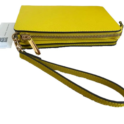 NEW Tory Burch Yellow Golden Pear Emerson Leather Wristlet Pouch Clutch Bag