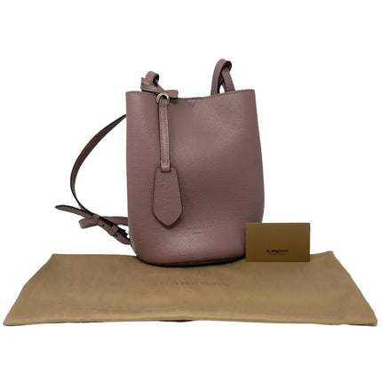 NEW Burberry Pink Haymarket Lone Small Leather Crossbody Bucket Bag