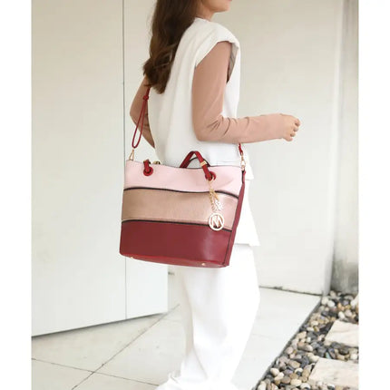 MKF Collection Vallie Color-Block Vegan Leather Women Tote Bag with Matching Wallet by Mia K